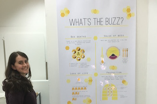 Xanthe Bodington beside her interactive bees poster